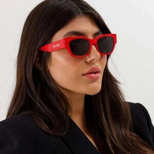 NEW CL40197U 66A CELINE SUNGLASSES RED SQUARE WOMEN EYEWEAR
